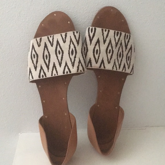 MADEWELL Brown / off whiteD'orsay Flats 9 Calf Hair Leather Open Toe Shoes - Picture 16 of 17